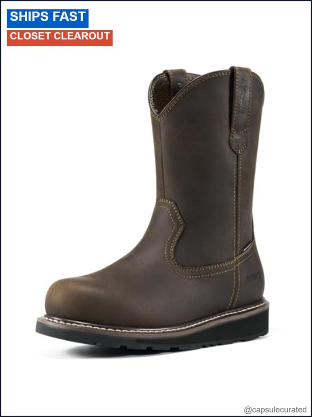 Waterproof Leather Soft Toe Work Boots for Men Slip On EH Rated